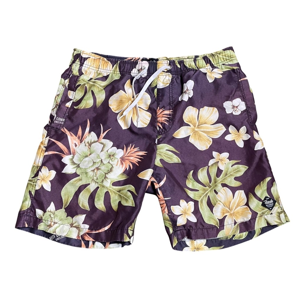 Neff Floral Swim Trunks Tropical Hawaiian Beach Drawstring‎ Shorts Medium